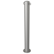 Stainless steel post |  89 mm | stationary, to be fixed by plugswith base plate  150 x 6 mm | without lock | with 2 eyelets
